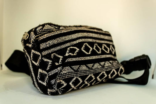 Geometric Black and White Shoulder Bag